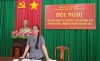 Đồng chí Bùi Thị Thảo - huyện ủy viên -  bí thư đảng ủy xã phát biểu tại hội nghị